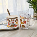 Cartoon Borosilicate Glass Cup with Lid, Straw & Spoon | Heat-Resistant Milk Mug with Measurement Scale | Custom Logo Gift Glass Tumbler